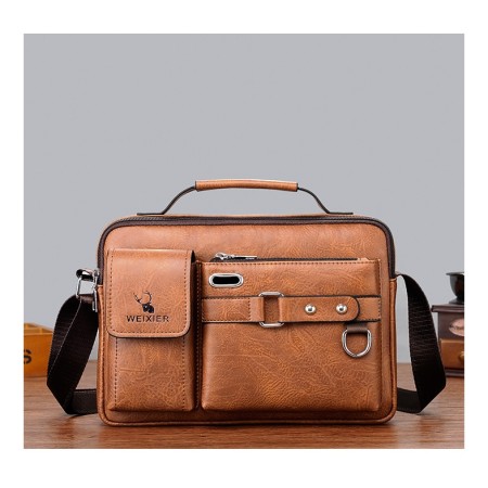 Men's Pu Leather Shoulder Bag -Brown Size (13"*9")