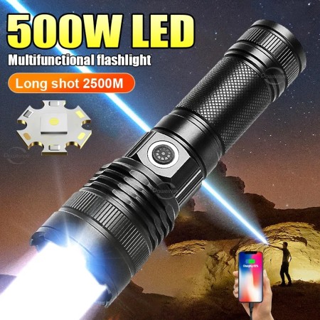 Zoom LED Flashlight USB Torch Light